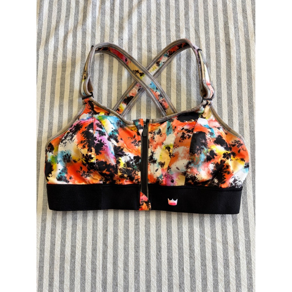 Shefit High Impact Size Small Orange Tie-Dye Print Custom Fit Sports Bra